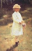 Ilya Repin Girl with a Bouquet (Vera,the Artist's Daughter) (nn02) oil painting artist